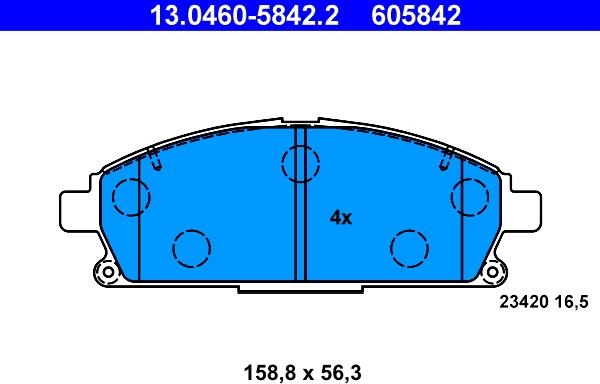 ATE 13.0460-5842.2 - Brake Pad Set, disc brake autospares.lv