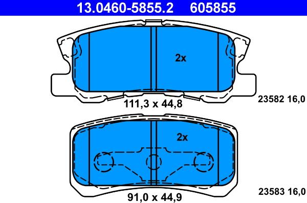 ATE 13.0460-5855.2 - Brake Pad Set, disc brake autospares.lv