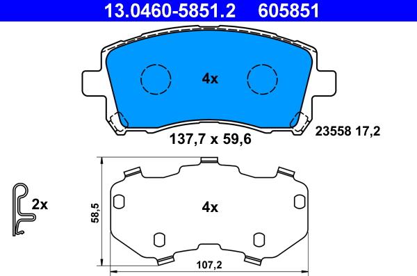 ATE 13.0460-5851.2 - Brake Pad Set, disc brake autospares.lv