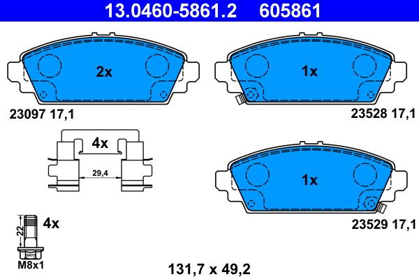 ATE 13.0460-5861.2 - Brake Pad Set, disc brake autospares.lv