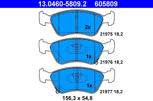 ATE 13.0460-5809.2 - Brake Pad Set, disc brake autospares.lv