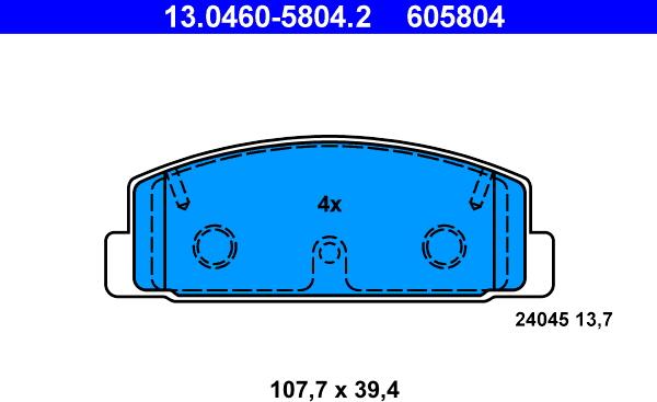 ATE 13.0460-5804.2 - Brake Pad Set, disc brake autospares.lv