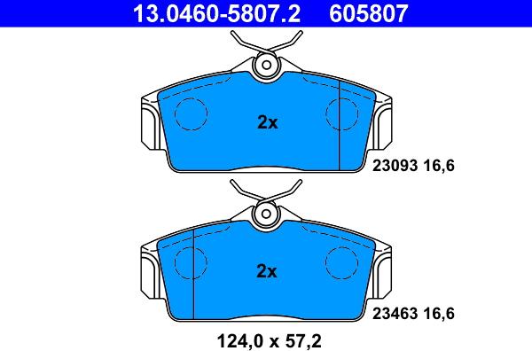 ATE 13.0460-5807.2 - Brake Pad Set, disc brake autospares.lv