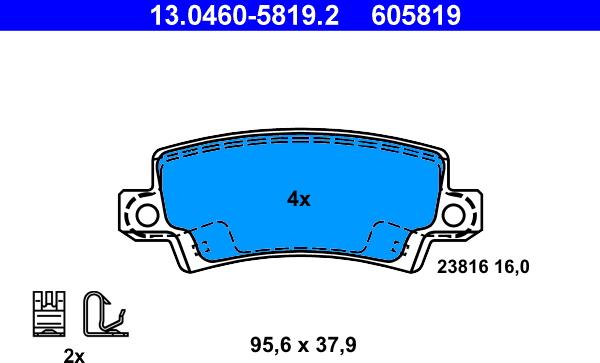 ATE 13.0460-5819.2 - Brake Pad Set, disc brake autospares.lv