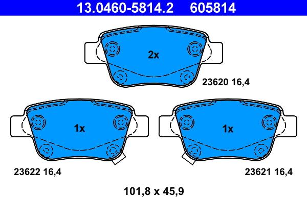 ATE 13.0460-5814.2 - Brake Pad Set, disc brake autospares.lv