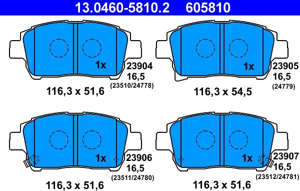 ATE 13.0460-5810.2 - Brake Pad Set, disc brake autospares.lv