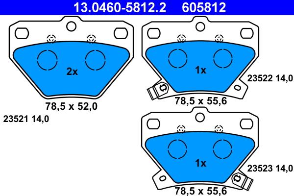 ATE 13.0460-5812.2 - Brake Pad Set, disc brake autospares.lv