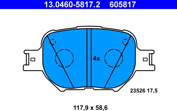 ATE 13.0460-5817.2 - Brake Pad Set, disc brake autospares.lv