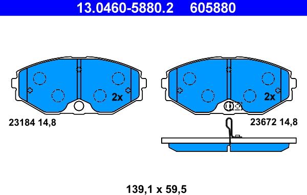 ATE 13.0460-5880.2 - Brake Pad Set, disc brake autospares.lv