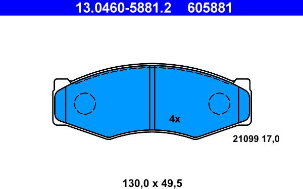 ATE 13.0460-5881.2 - Brake Pad Set, disc brake autospares.lv