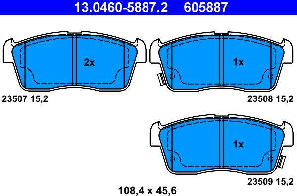 ATE 13.0460-5887.2 - Brake Pad Set, disc brake autospares.lv