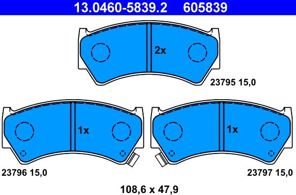 ATE 13.0460-5839.2 - Brake Pad Set, disc brake autospares.lv