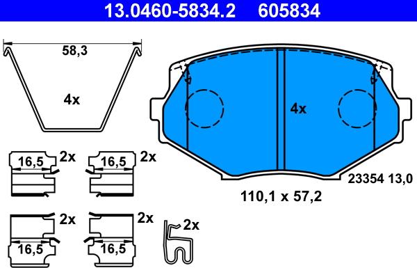 ATE 13.0460-5834.2 - Brake Pad Set, disc brake autospares.lv