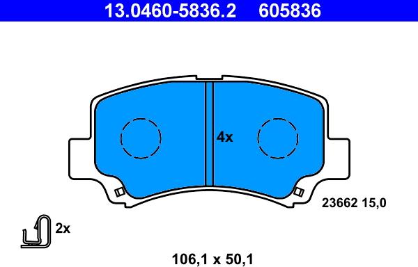 ATE 13.0460-5836.2 - Brake Pad Set, disc brake autospares.lv