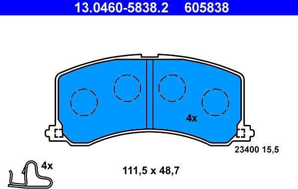 ATE 13.0460-5838.2 - Brake Pad Set, disc brake autospares.lv