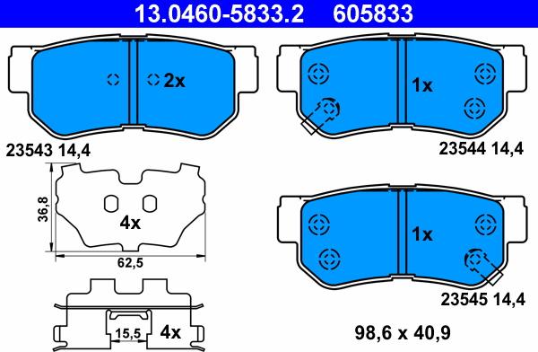 ATE 13.0460-5833.2 - Brake Pad Set, disc brake autospares.lv