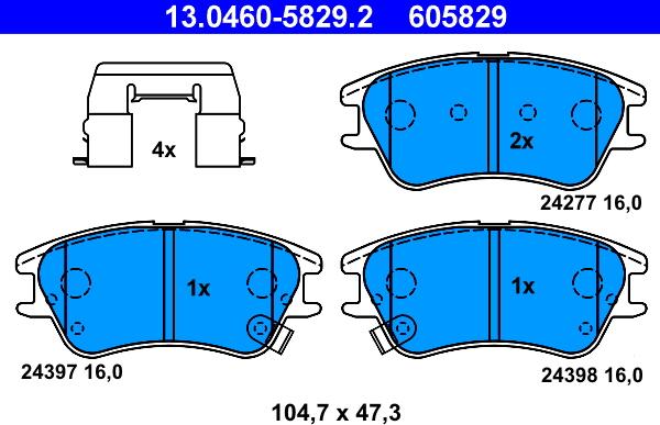 ATE 13.0460-5829.2 - Brake Pad Set, disc brake autospares.lv