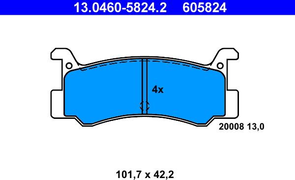 ATE 13.0460-5824.2 - Brake Pad Set, disc brake autospares.lv