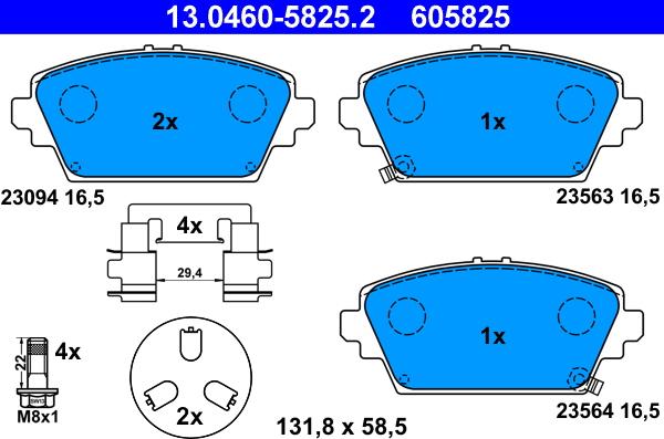 ATE 13.0460-5825.2 - Brake Pad Set, disc brake autospares.lv