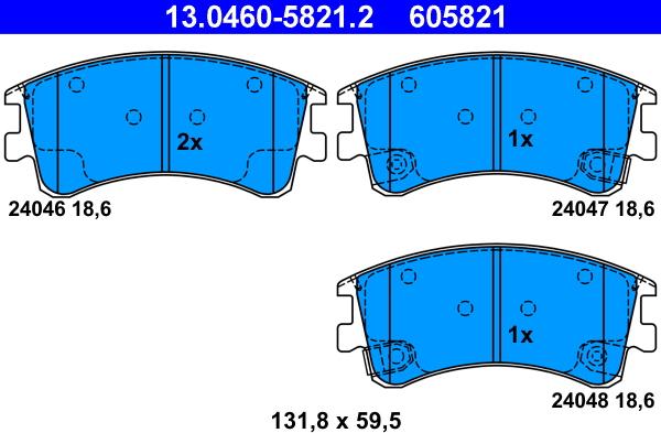 ATE 13.0460-5821.2 - Brake Pad Set, disc brake autospares.lv