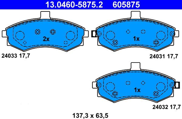 ATE 13.0460-5875.2 - Brake Pad Set, disc brake autospares.lv