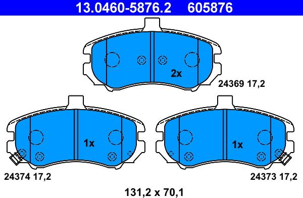 ATE 13.0460-5876.2 - Brake Pad Set, disc brake autospares.lv