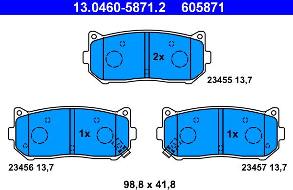 ATE 13.0460-5871.2 - Brake Pad Set, disc brake autospares.lv