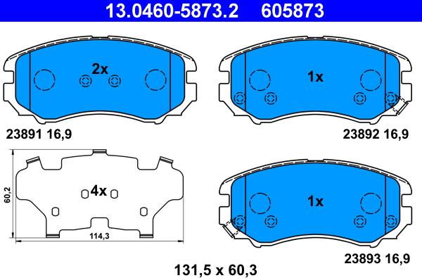 ATE 13.0460-5873.2 - Brake Pad Set, disc brake autospares.lv