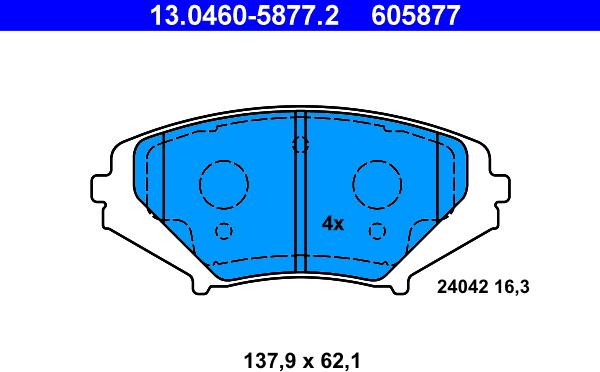 ATE 13.0460-5877.2 - Brake Pad Set, disc brake autospares.lv