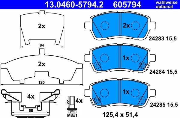 ATE 13.0460-5794.2 - Brake Pad Set, disc brake autospares.lv