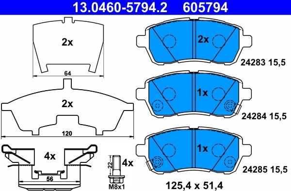 ATE 13.0460-5794.2 - Brake Pad Set, disc brake autospares.lv