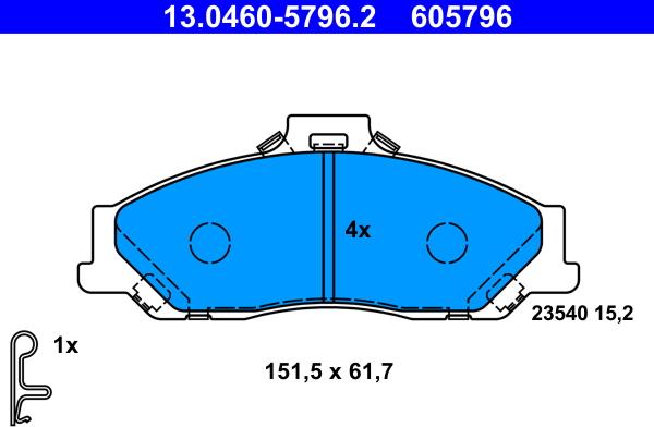 ATE 13.0460-5796.2 - Brake Pad Set, disc brake autospares.lv