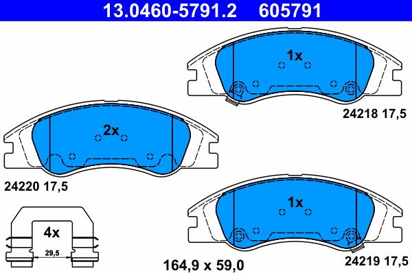 ATE 13.0460-5791.2 - Brake Pad Set, disc brake autospares.lv