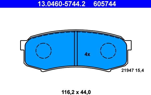 ATE 13.0460-5744.2 - Brake Pad Set, disc brake autospares.lv