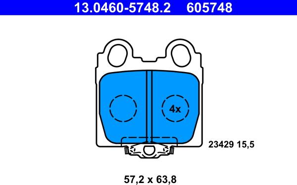 ATE 13.0460-5748.2 - Brake Pad Set, disc brake autospares.lv