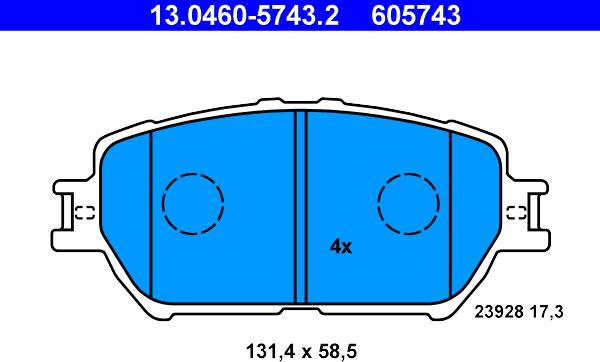 ATE 13.0460-5743.2 - Brake Pad Set, disc brake autospares.lv