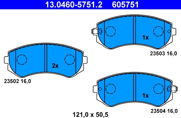 ATE 13.0460-5751.2 - Brake Pad Set, disc brake autospares.lv
