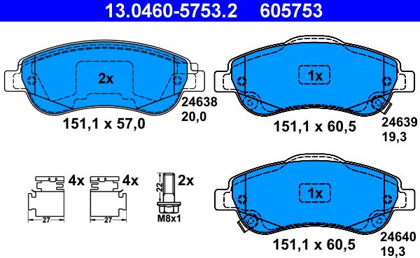 ATE 13.0460-5753.2 - Brake Pad Set, disc brake autospares.lv