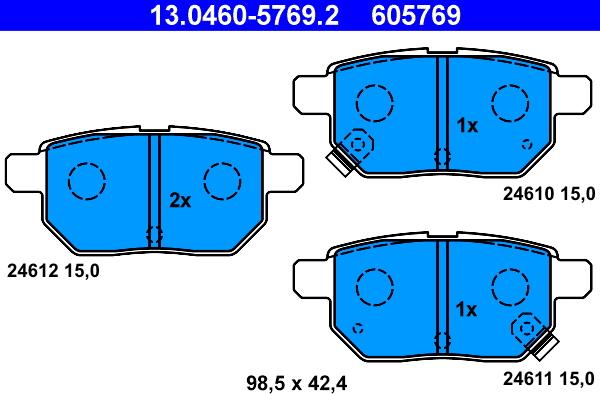 ATE 13.0460-5769.2 - Brake Pad Set, disc brake autospares.lv