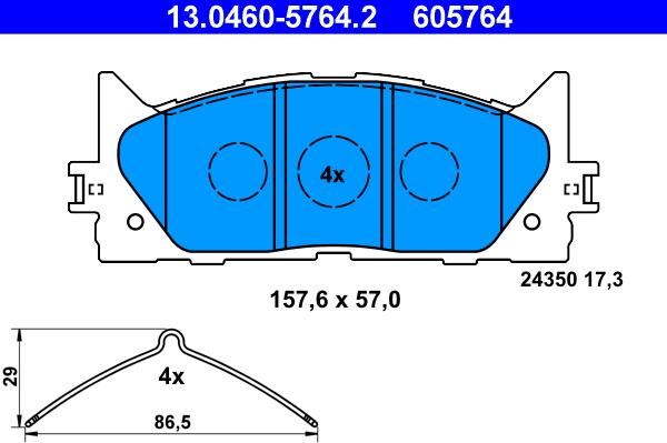 ATE 13.0460-5764.2 - Brake Pad Set, disc brake autospares.lv