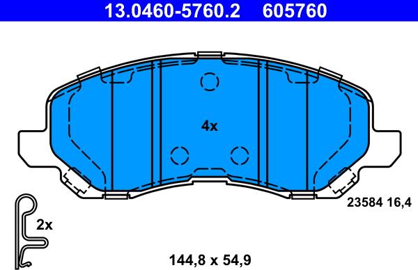 ATE 13.0460-5760.2 - Brake Pad Set, disc brake autospares.lv