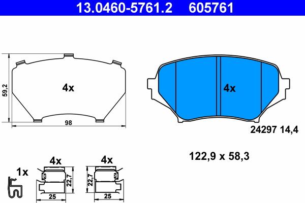 ATE 13.0460-5761.2 - Brake Pad Set, disc brake autospares.lv