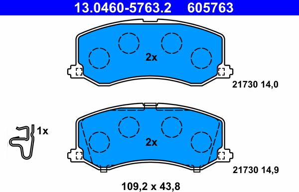 ATE 13.0460-5763.2 - Brake Pad Set, disc brake autospares.lv