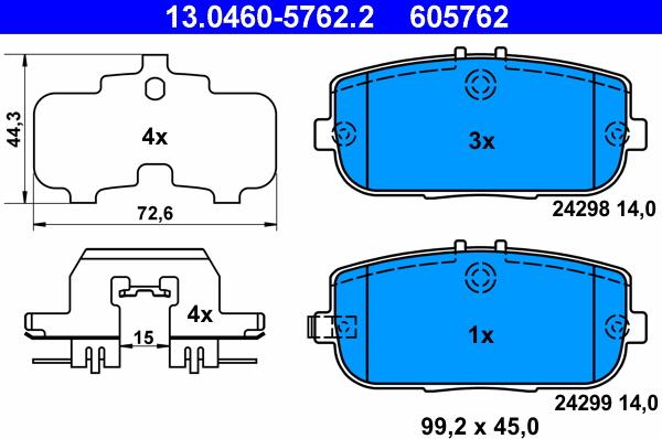 ATE 13.0460-5762.2 - Brake Pad Set, disc brake autospares.lv