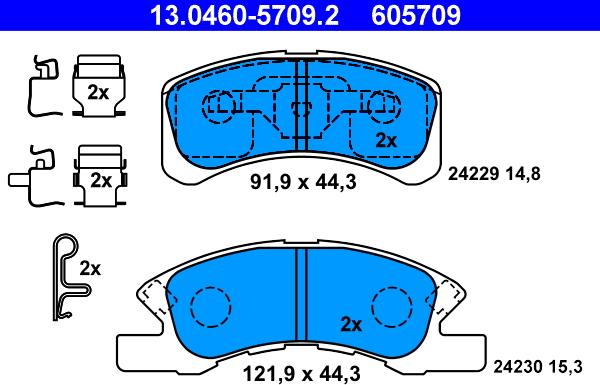 ATE 13.0460-5709.2 - Brake Pad Set, disc brake autospares.lv