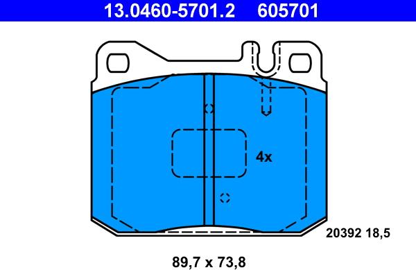 ATE 13.0460-5701.2 - Brake Pad Set, disc brake autospares.lv