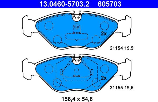 ATE 13.0460-5703.2 - Brake Pad Set, disc brake autospares.lv