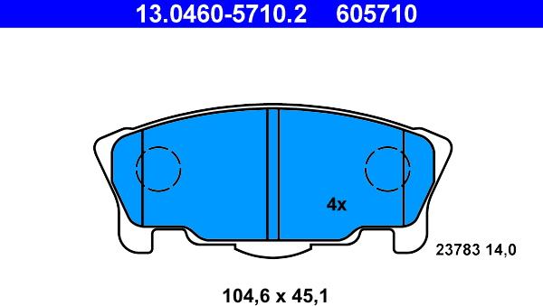 ATE 13.0460-5710.2 - Brake Pad Set, disc brake autospares.lv