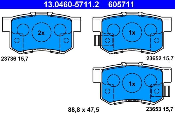 ATE 13.0460-5711.2 - Brake Pad Set, disc brake autospares.lv