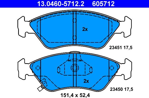 ATE 13.0460-5712.2 - Brake Pad Set, disc brake autospares.lv